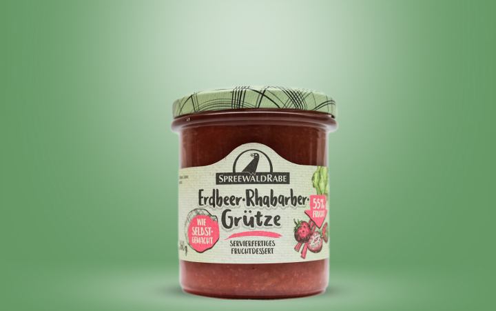 Erdbeer-Rhabarber-Grütze, servierfertig, Glas 360g