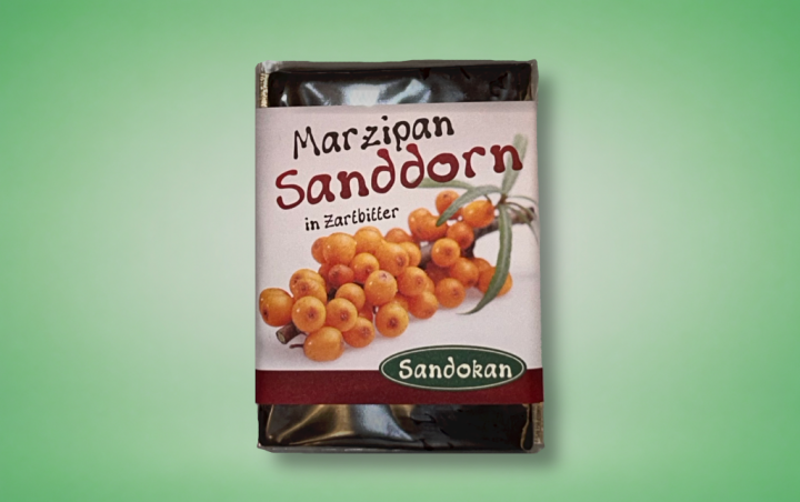 Marzipan-Sanddorn in Zartbitterschokolade Tafel 75g