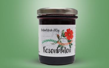 Rosenblüten-Gelee Glas