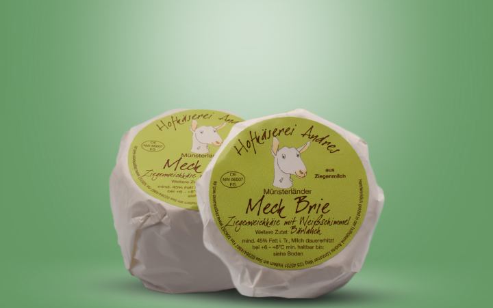 Meck Brie- Ziegenweichkäse-rund Laib ca. 200g mit Bärlauch