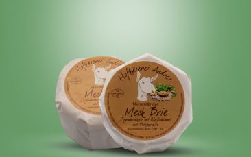 Meck Brie- Ziegenweichkäse-rund Laib ca. 200g mit Bockshornklee